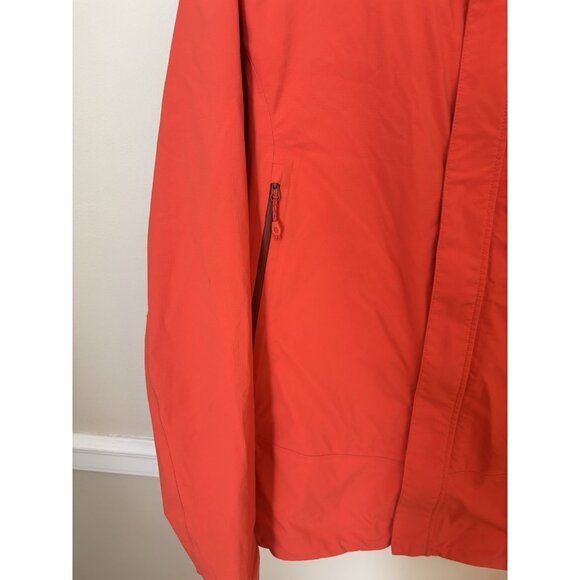LL Bean Mens Size Large Tek Hooded Water Wind Resistant Full Zip Orange - Picture 5 of 7